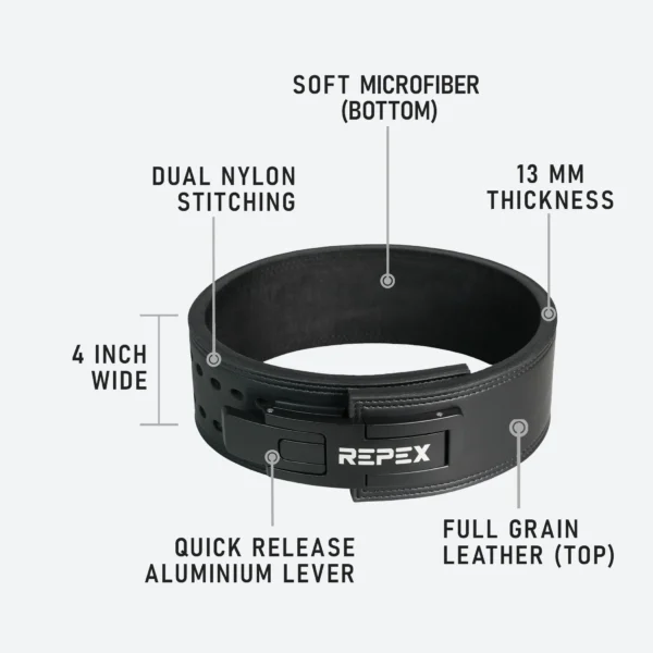 Classic Black 1 13mm True Adjustable Lever Belt